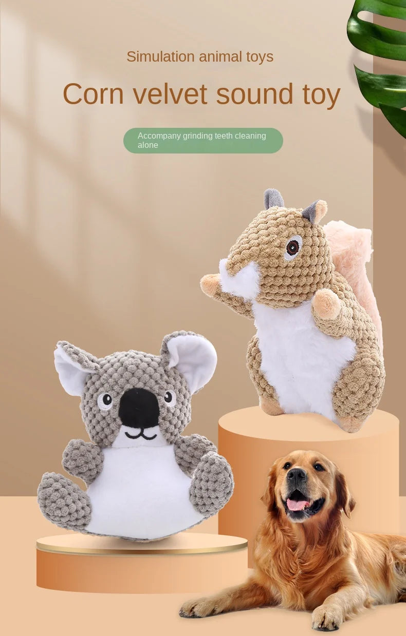 Funny Squirrel and Koala Plush Dog Squeaky Toys