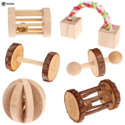 6Pcs/Set Natural Wooden Chewing Toys