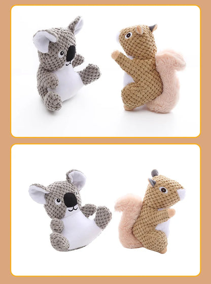 Funny Squirrel and Koala Plush Dog Squeaky Toys